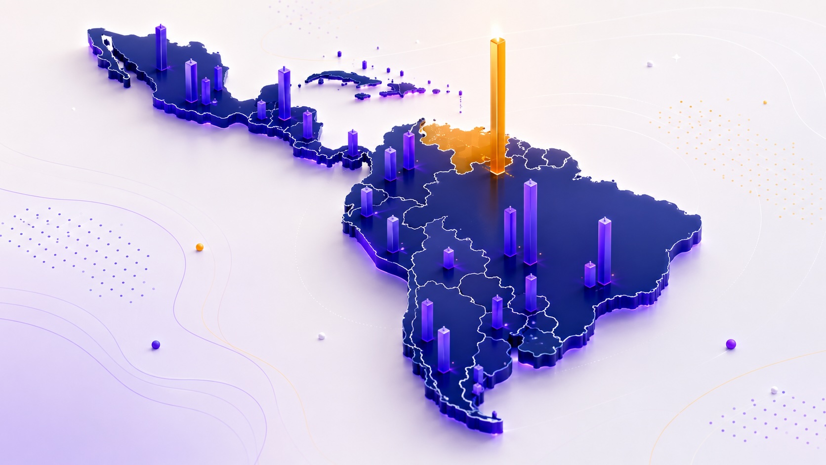 Inflación en América Latina — mapa 3D de datos por país, 19 años de historia